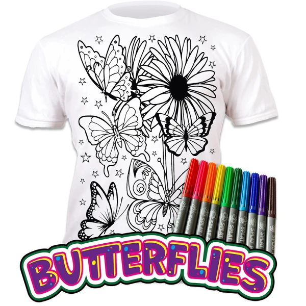 SPLAT PLANET ΠΛΕΝΟΜΕΝΟ T-SHIRT ΖΩΓΡΑΦΙΚΗΣ BUTTERFLIES ΜΕ ΜΑΡΚΑΔΟΡΟΥΣ (7-8 ΕΤΩΝ)