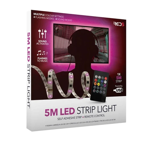 RED5 LED LIGHTS STRIP ΜΗΚΟΥΣ 5 ΜΕΤΡΩΝ ΜΕ ΛΕΙΤΟΥΡΓΙΑ ΦΩΤΟΡΥΘΜΙΚΟΥ