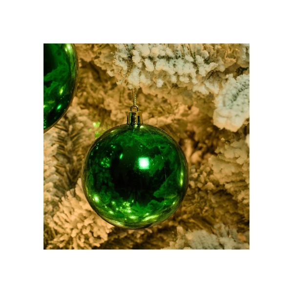 CHRISTMAS BALL 8 cm GLOSSY SET 6 pcs GREEN