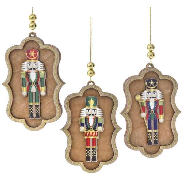 XMAS WOODEN NUTCRACKER ORNAMENT NUTCRACKERS 8X12 CM - 3 DESIGNS