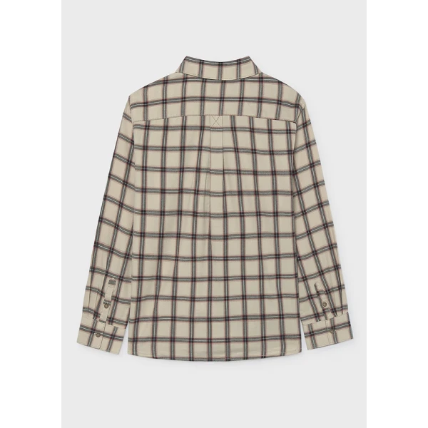 MAYORAL LONG-SLEEVE CHECK FLANNEL SHIRT BEIGE