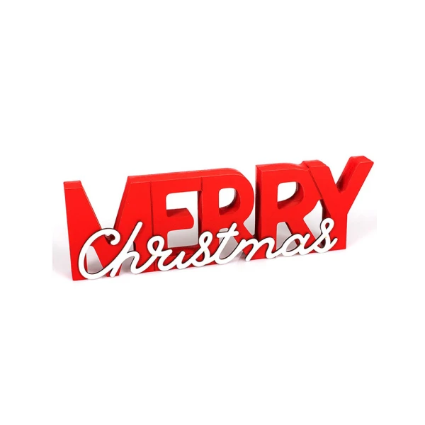 TABLETOP WOODEN DECORATIVE MERRY CHRISTMAS 32X10 cm