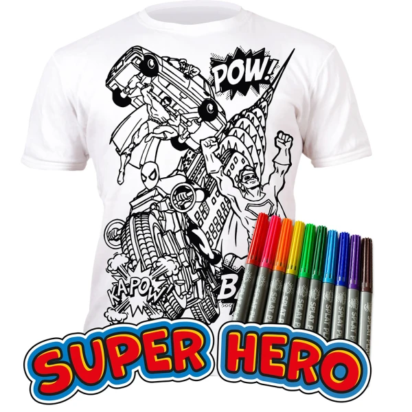 SPLAT PLANET ΠΛΕΝΟΜΕΝΟ T-SHIRT ΖΩΓΡΑΦΙΚΗΣ SUPER HEROES ΜΕ ΜΑΡΚΑΔΟΡΟΥΣ (7-8 ΕΤΩΝ)