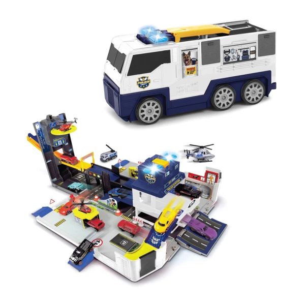 DICKIE TOYS FOLDING POLICE TRUCK PLAYSET