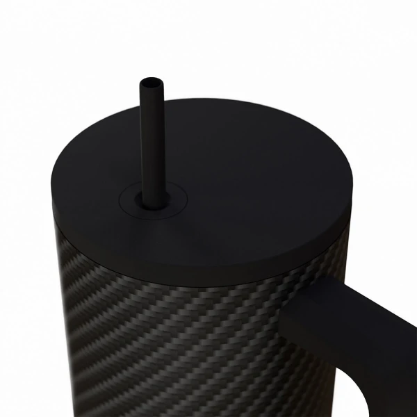 ESTIA HOME ART THERMAL BOTTLE STRAW TUMBLER XL 900ml - CARBON FIBER