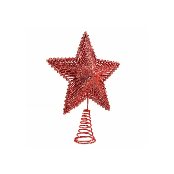 CHRISTMAS TREE TOP STAR WITH GLITTER 24 cm - 4 COLOURS