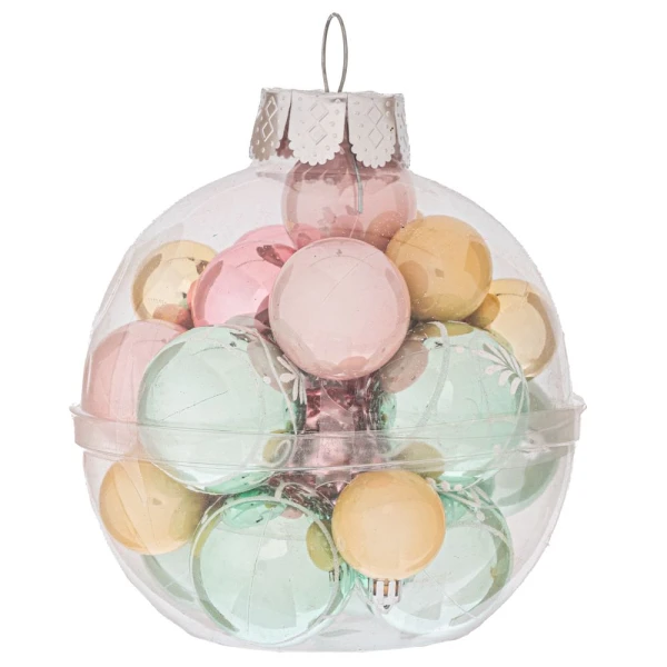 SET 24 PINK CHAMPAGNE LIGHT BLUE PLASTIC BALLS 4-6 CM