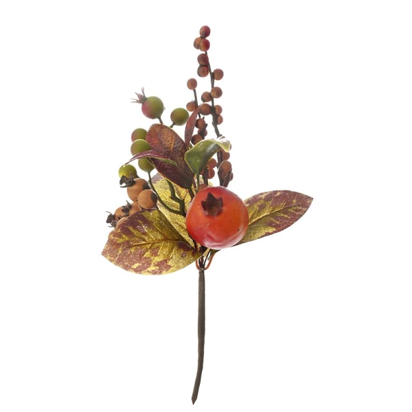 CHRISTMAS PICK 25 cm WITH ORANGE AND YELLOW BERRIES AND POMEGRANATE 