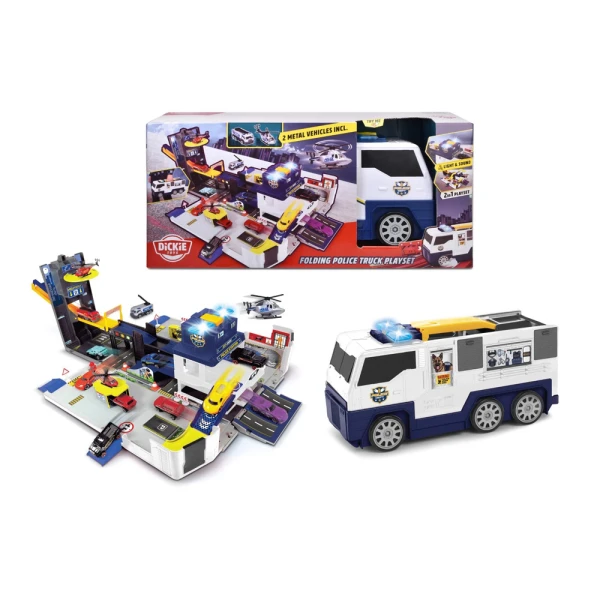 DICKIE TOYS FOLDING POLICE TRUCK PLAYSET