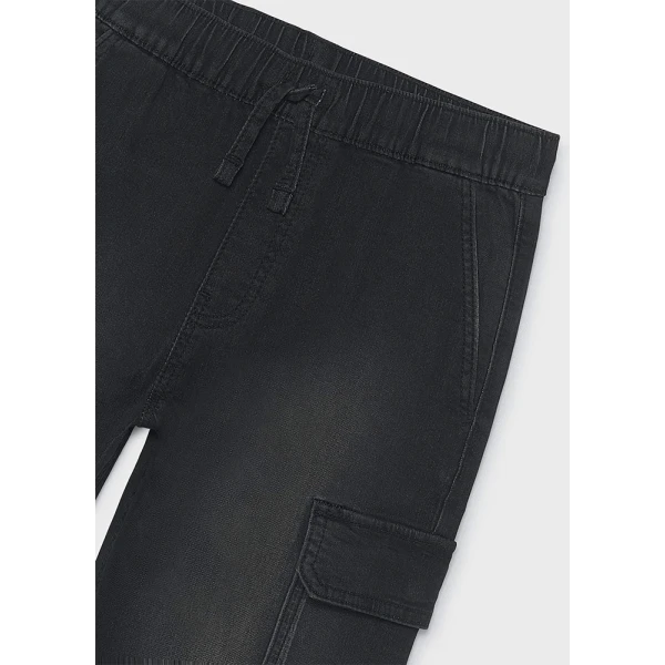 MAYORAL PANTS SOFT DENIM JOGGER  BLACK