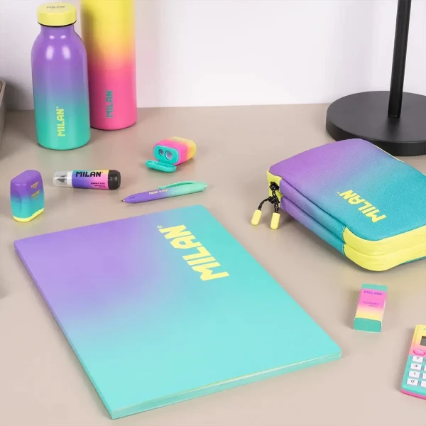 MILAN A4 BOUND NOTEBOOK 48 SHEETS STRIPED SUNSET COLLECTION TURQUOISE