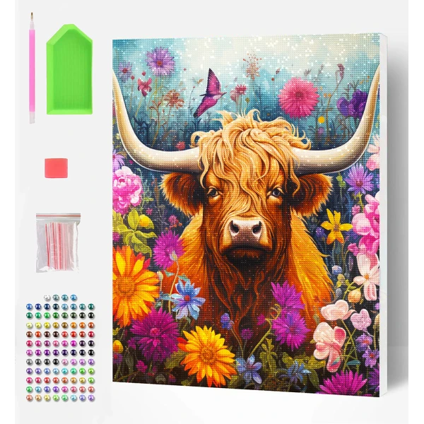 SPLAT PLANET ΣΕΤ DIAMOND PAINTING ΣΕ ΚΑΜΒΑ ΜΕ ΤΕΛΑΡΟ 30Χ40 εκ. HIGHLAND COW