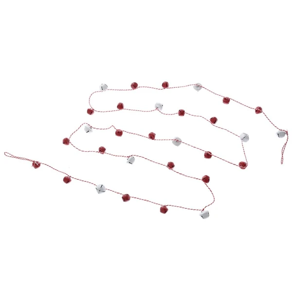 XMAS GARLAND 250 cm WITH WHITE AND RED METAL BELLS
