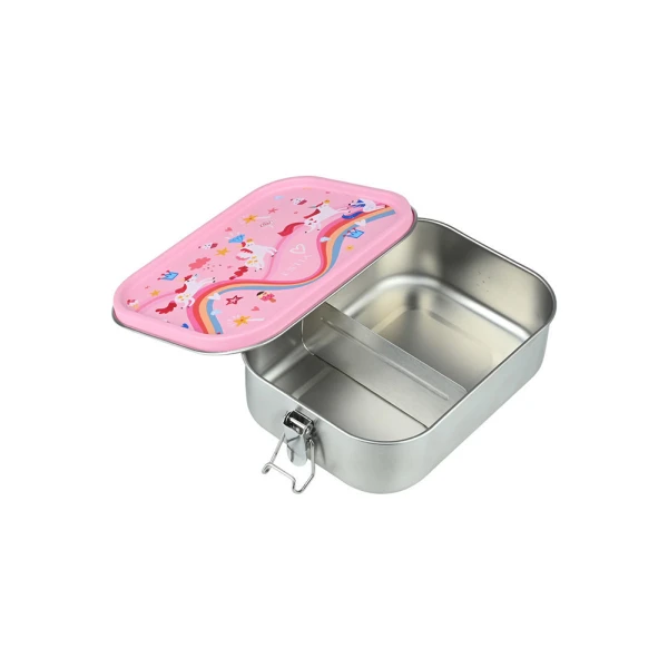 ESTIA HOME ARTS STAINLESS STEEL FOOD CONTAINER WITH DIVIDER 1200ML – RAINBOW DREAMS