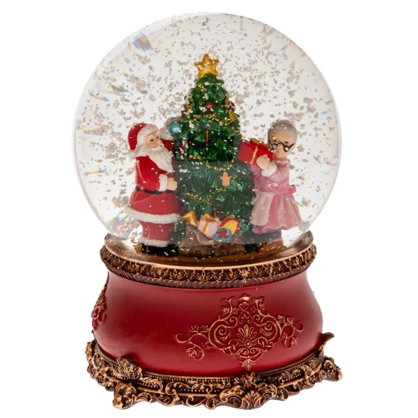 RED POLYRESIN WIND-UP SNOW GLOBE Ø13.5X16.5 CM