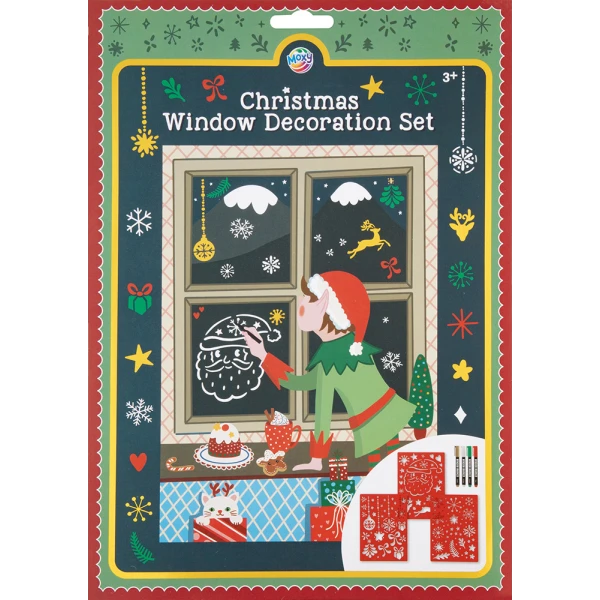 CHRISTMAS WINDOW DECOR SET WITH 3 A4 STENCILS