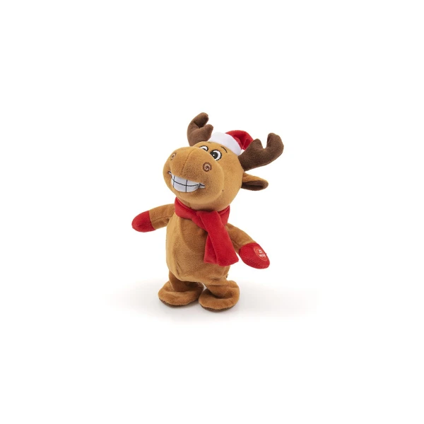 PLUSH SANTA CLAUS & REINDEER 19 cm WITH GREEK CAROLS AND MOTION