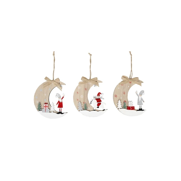 CHRISTMAS WOODEN ORNAMENT MOON WITH FIGURES 22 cm - 3 DESIGNS