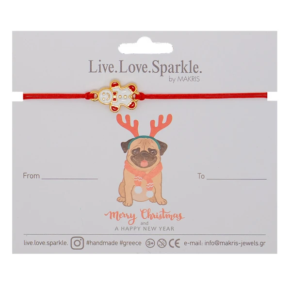 LUCKY CHARM MACRAME BRACHELET GINGERBREAD ENAMEL 1.4 cm