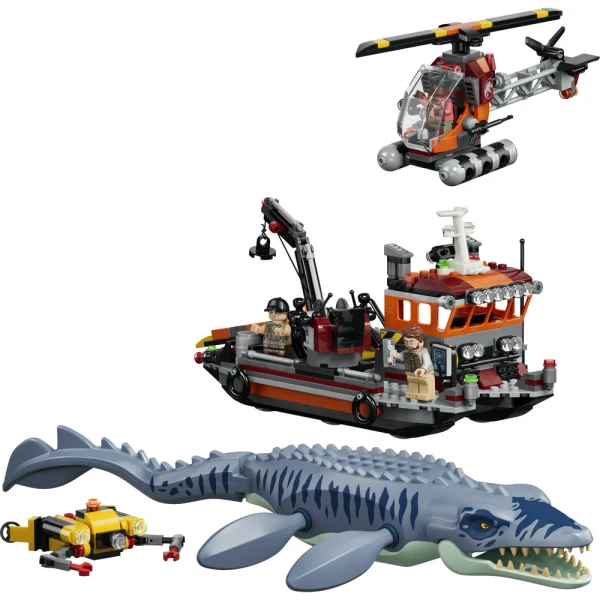 LEGO JURASSIC WORLD ΕΠΙΘΕΣΗ ΔΕΙΝΟΣΑΥΡΟΥ ΜΟΣΑΣΑΥΡΟΥ ΣΕ ΣΚΑΦΟΣ 