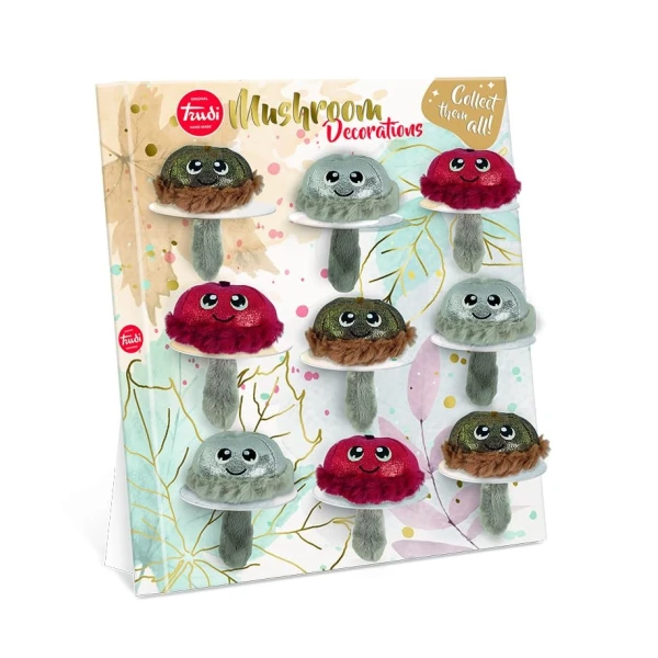 TRUDI CHRISTMAS ORNAMENTS MUSHROOMS - 3 COLOURS