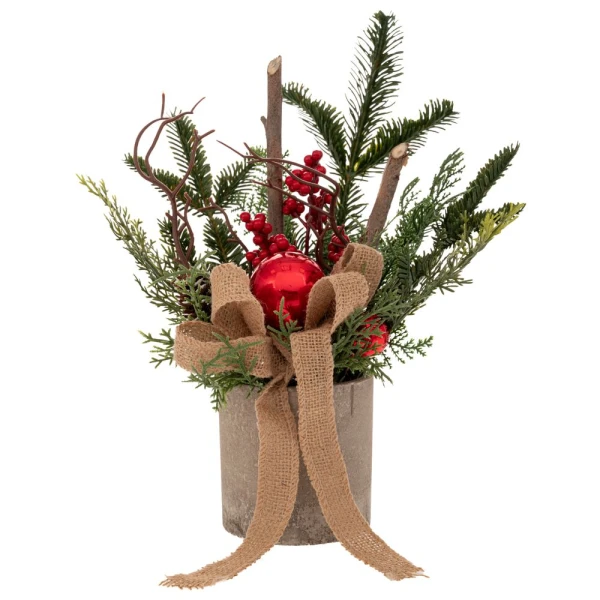 GREEN TREE WITH MISTLETOE IN CEMENT POT 10X38 CM