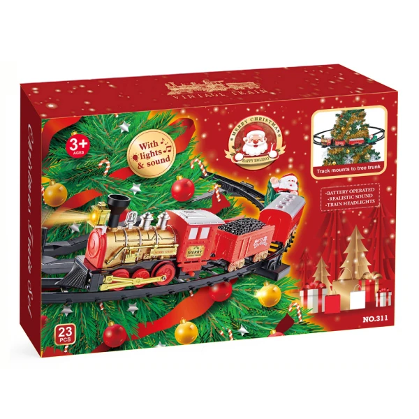 TRAIN SET WITH CHRISTMAS TREE BASE