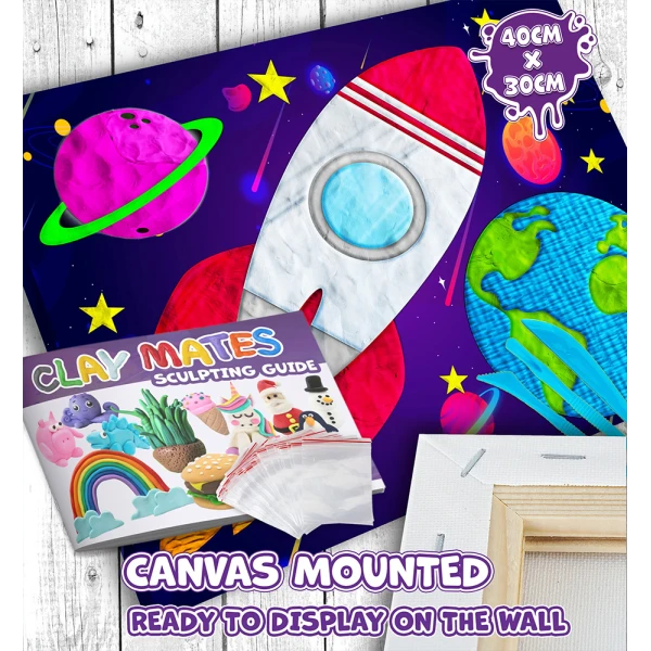 SPLAT PLANET CLAY PAINTING KIT ON CANVAS 40 x 30 cm SPACE