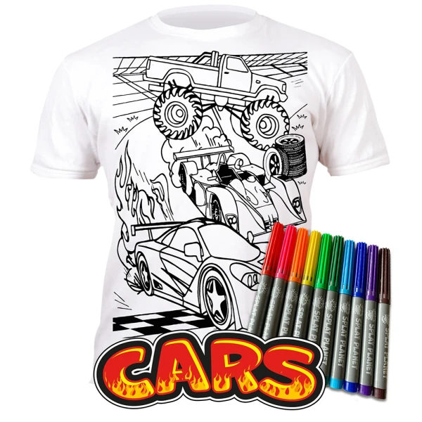SPLAT PLANET ΠΛΕΝΟΜΕΝΟ T-SHIRT ΖΩΓΡΑΦΙΚΗΣ CARS ΜΕ ΜΑΡΚΑΔΟΡΟΥΣ (7-8 ΕΤΩΝ)