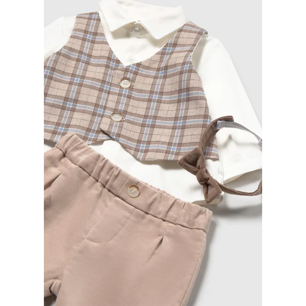 MAYORAL SET PANTS SHIRT VEST BEIGE