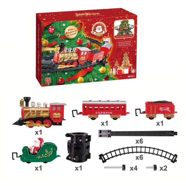 TRAIN SET WITH CHRISTMAS TREE BASE