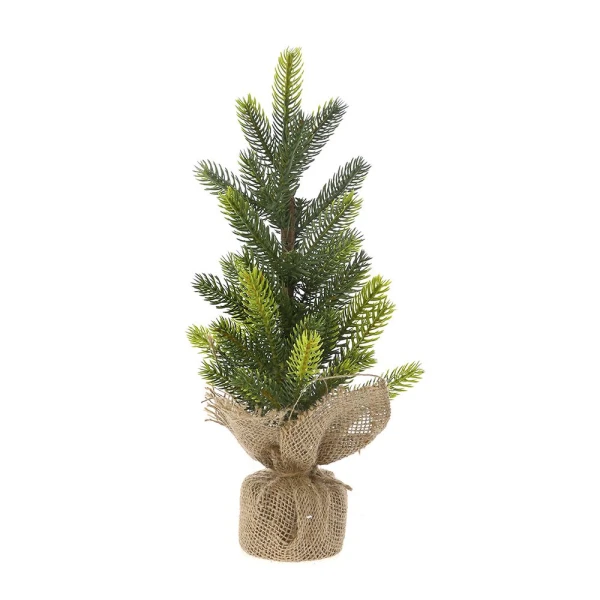 XMAS GREEN CHRISTMAS TREE IN JUTE BAG 36 CM