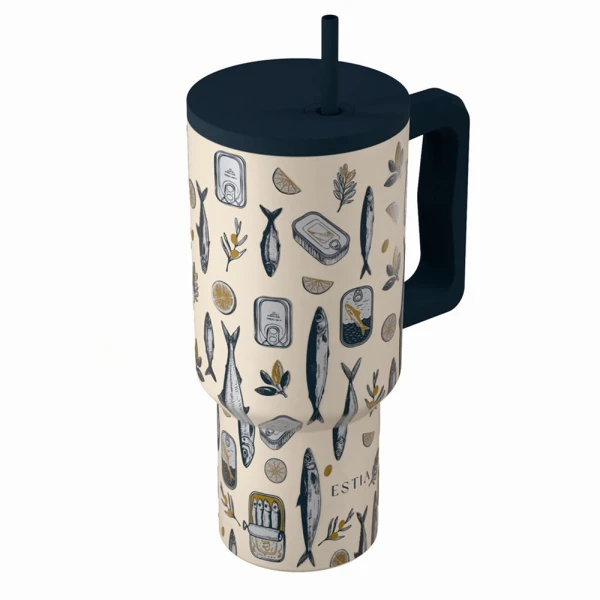 ESTIA HOME ART ΘΕΡΜΟΣ STRAW TUMBLER XL 900ml - SALT LIFE