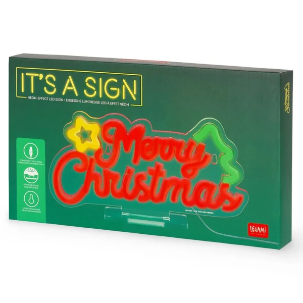 LEGAMI NEON EFFECT LED ΠΙΝΑΚΙΔΑ - IT\'S A SIGN - MERRY XMAS