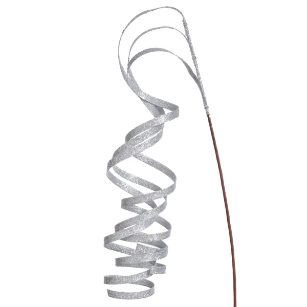 SILVER GLITTER TWISTED STEM 114 CM