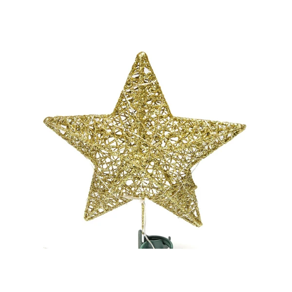CHRISTMAS TREE TOP GOLD STAR 25 cm WITH LED