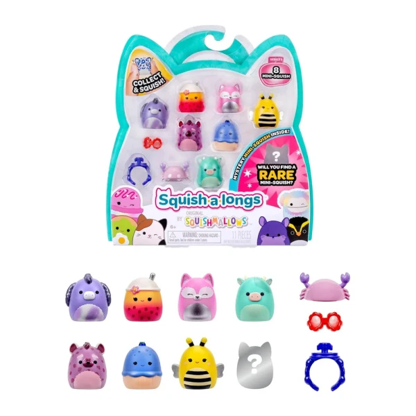 SQUISH-A-LONGS SQUISHMALLOWS SET OF 8 pcs W6 FIGURES & ACCESSORIES