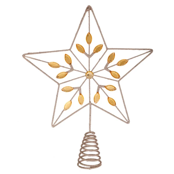 TREE TOP CHAMPAGNE STAR WITH BEADS 25X32 CM