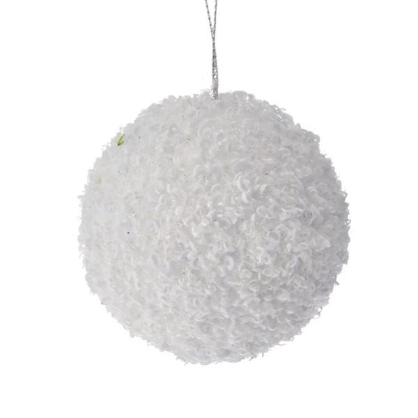 WHITE GLITTER FOAM BALL 6 CM