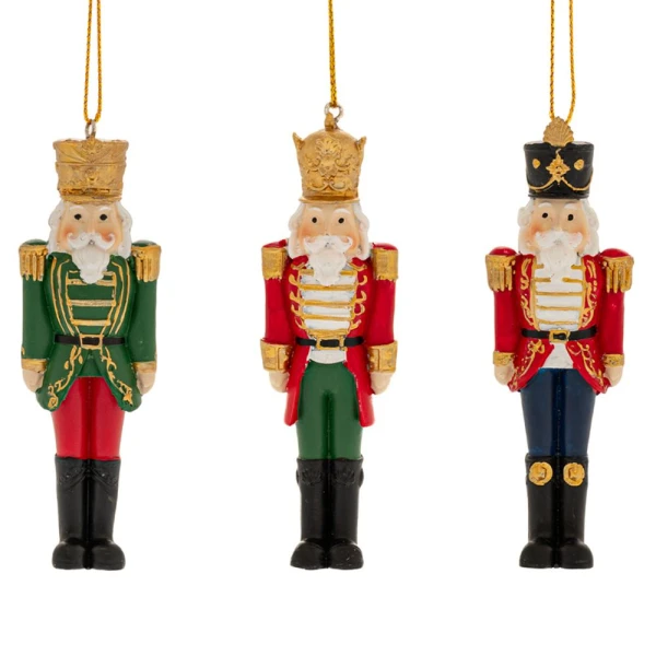 XMAS RESIN NUTCRACKER ORNAMENT 3.5X2.5X10.5 CM - 3 DESINGS