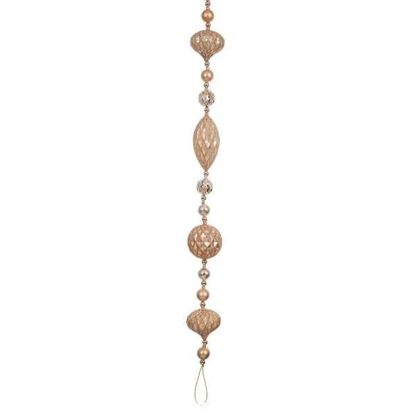 GARLAND WITH CHAMPAGNE PLASTIC DROPS ORNAMENTS 270 CM