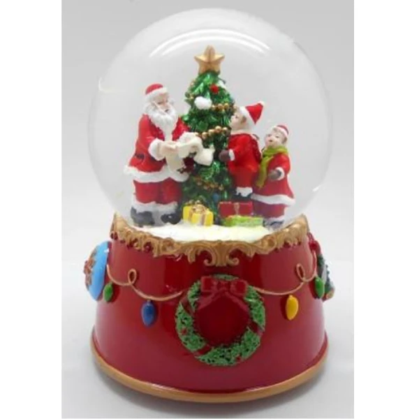 SNOWBALL SANTA WITH CHILDREN AND FIR 10 cm