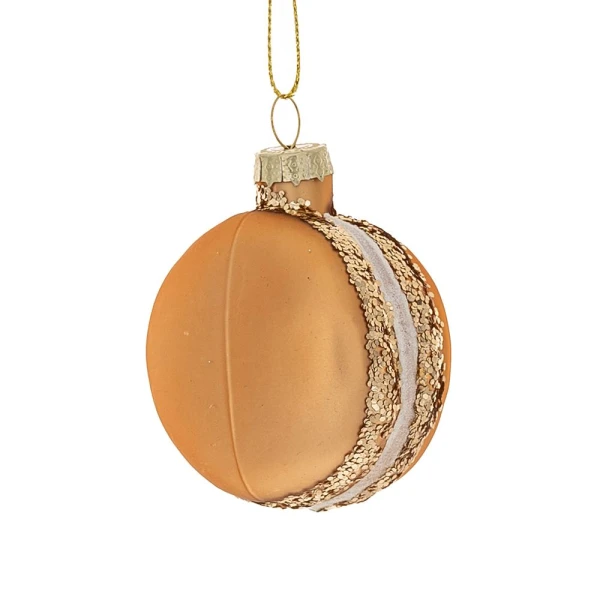 XMAS GOLD  MACARON GLASS ORNAMENT 5,5X6,5 CM