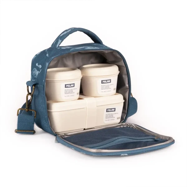 MILAN ISOTHERMAL LUNCH BAG WITH 3 LUNCH BOXES LAVA SERIES BLUE