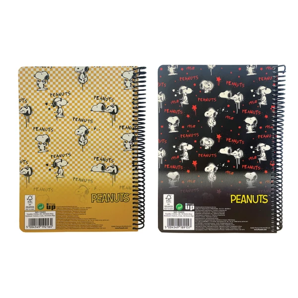BACK ME UP SPIRAL NOTEBOOK 17x25 3 SUBJECTS 105 SHEETS PEANUTS BUILT DIFFERENT & POINT - 2 DESIGNS