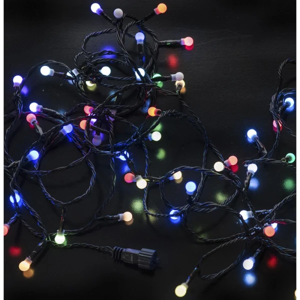60 CHRISTMAS LIGHTS BALLS 1 cm MULTICOLOUR EXTENDED OUTDOOR