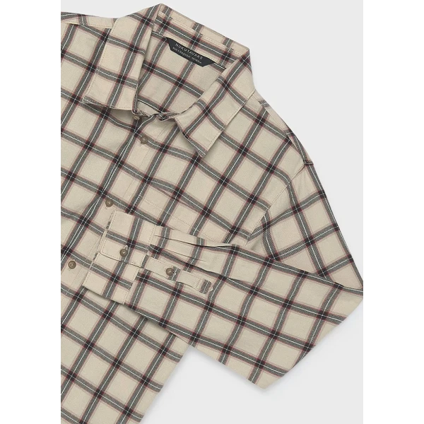 MAYORAL LONG-SLEEVE CHECK FLANNEL SHIRT BEIGE
