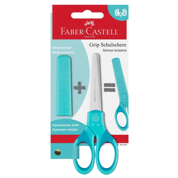 FABER CASTELL ΨΑΛΙΔΙ GRIP ΜΕ ΠΡΟΣΤΑΤΕΥΤΙΚΟ ΚΑΛΥΜΜΑ - ΤΥΡΚΟΥΑΖ