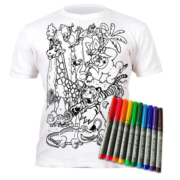 SPLAT PLANET ΠΛΕΝΟΜΕΝΟ T-SHIRT ΖΩΓΡΑΦΙΚΗΣ ZOO ΜΕ ΜΑΡΚΑΔΟΡΟΥΣ (5-6 ΕΤΩΝ)