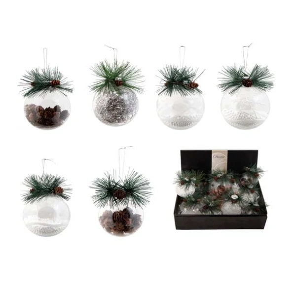 CHRISTMAS TRANSPARENT BALL 8 cm - SEVERAL DESIGNS